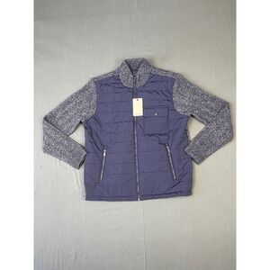 Untuckit Harlow Sweater Jacket Mens L Blue Full Zip Alpaca Wool Zip Pockets